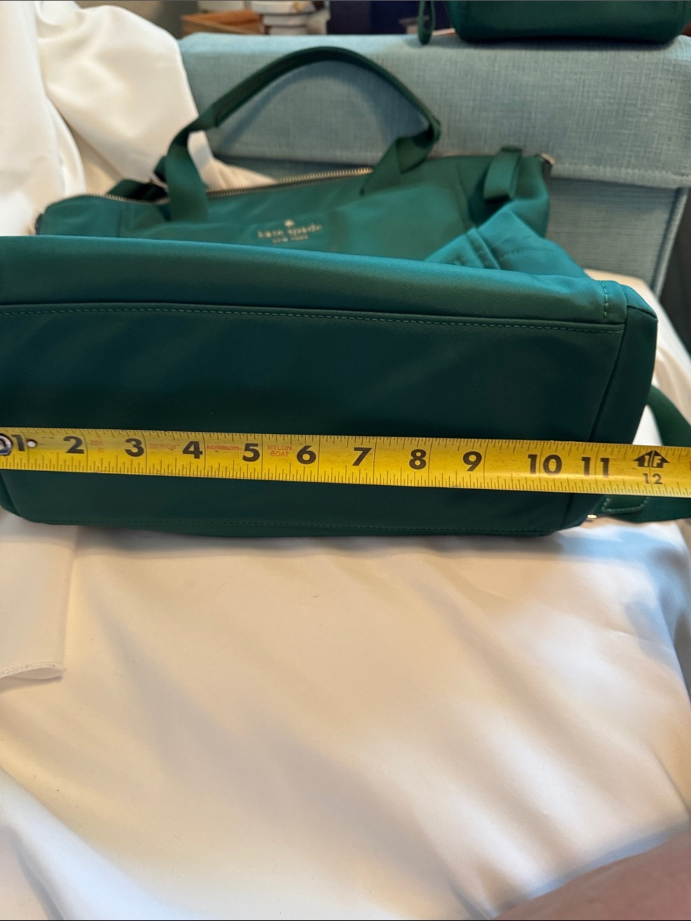 Large Kate spade emerald green nylon backpack with zippered pouch - Picture 7 of 8